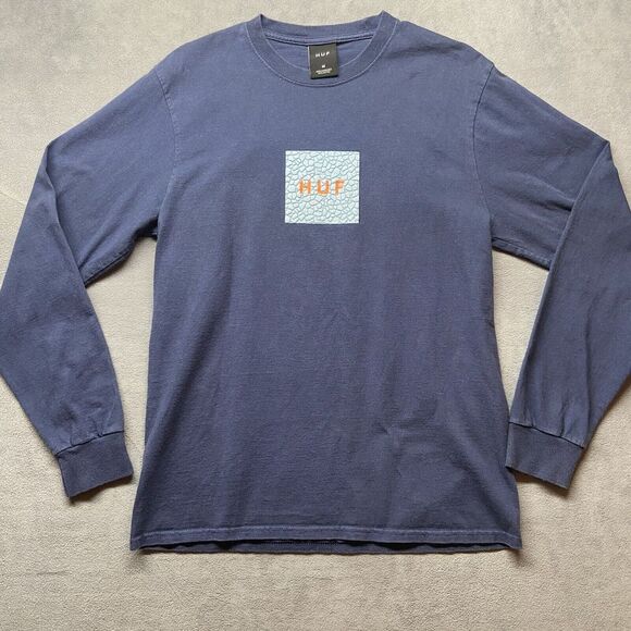 HUF Long Sleeve T Shirt‎ Men's Size Small Navy Blue Skate Streetwear Skateboard - Picture 1 of 7